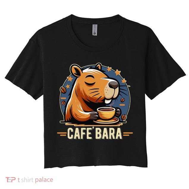 Café Bara Logo Coffee Bar Cafebara Barista Capybara Funny Crop Top