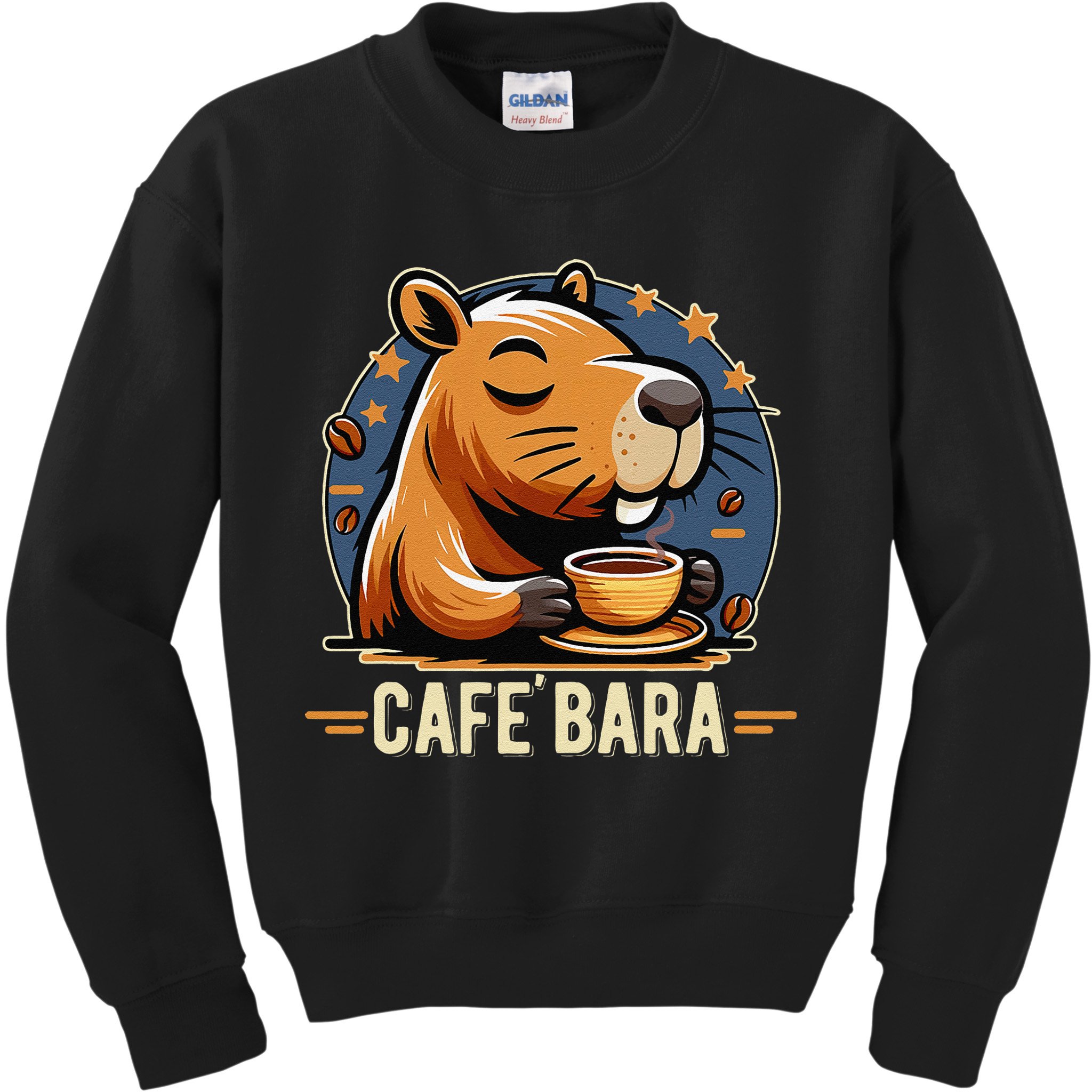 Café Bara Logo Coffee Bar Cafebara Barista Capybara Funny Kids Sweatshirt