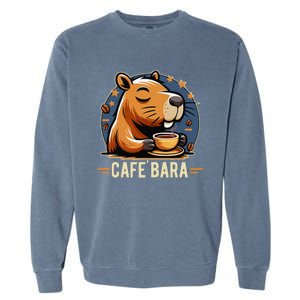 Café Bara Logo Coffee Bar Cafebara Barista Capybara Funny Garment-Dyed Sweatshirt