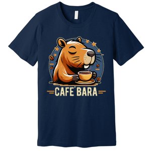 Café Bara Logo Coffee Bar Cafebara Barista Capybara Funny Premium T-Shirt