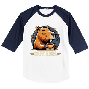 Café Bara Logo Coffee Bar Cafebara Barista Capybara Funny Baseball Sleeve Shirt