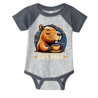 Café Bara Logo Coffee Bar Cafebara Barista Capybara Funny Infant Baby Jersey Bodysuit
