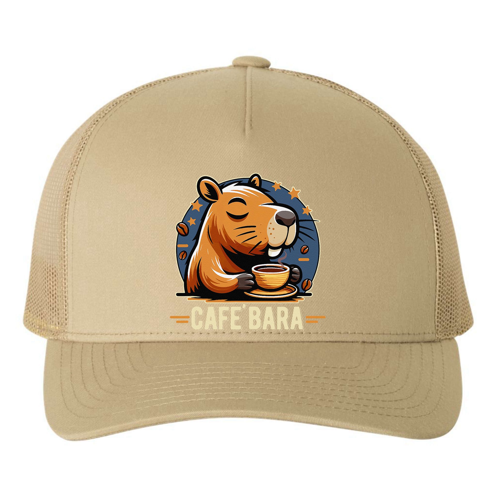 Café Bara Logo Coffee Bar Cafebara Barista Capybara Funny Yupoong Adult 5-Panel Trucker Hat