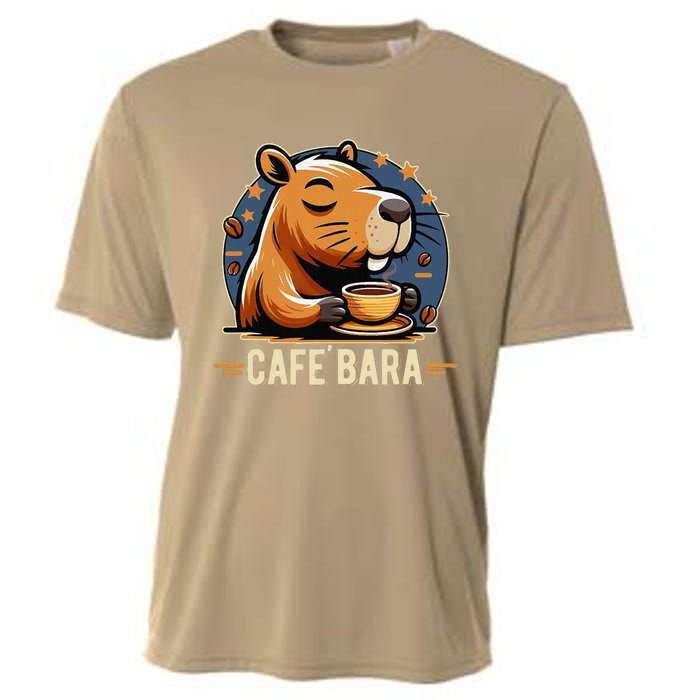 Café Bara Logo Coffee Bar Cafebara Barista Capybara Funny Cooling Performance Crew T-Shirt