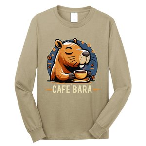 Café Bara Logo Coffee Bar Cafebara Barista Capybara Funny Long Sleeve Shirt