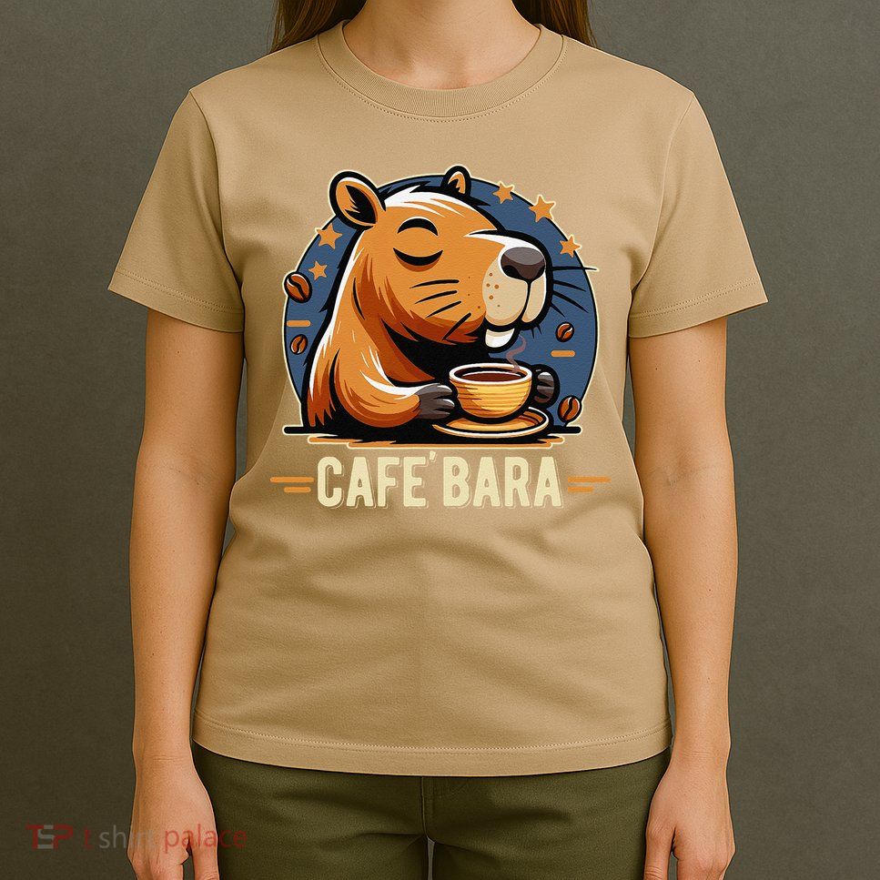 Café Bara Logo Coffee Bar Cafebara Barista Capybara Funny T-Shirt