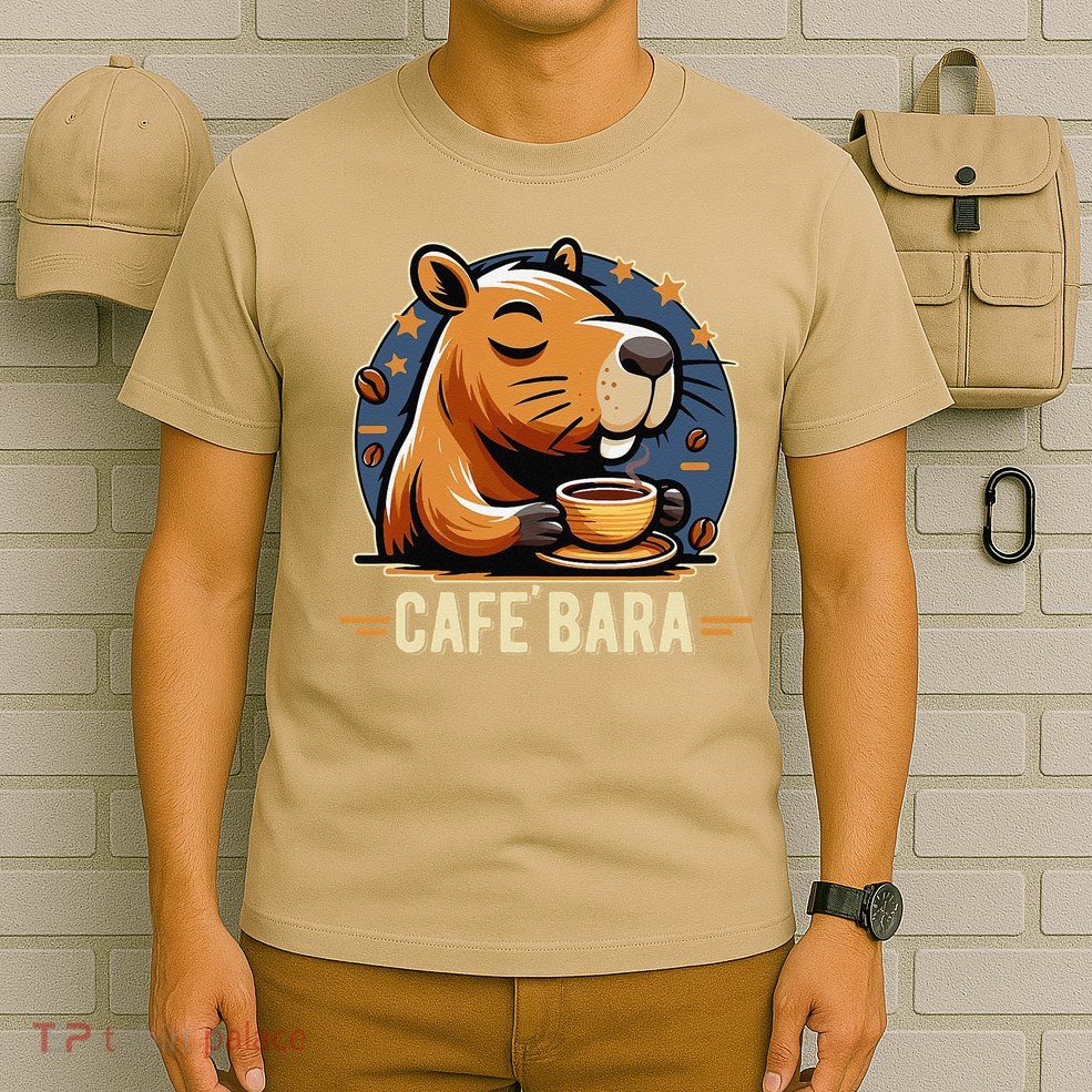 Café Bara Logo Coffee Bar Cafebara Barista Capybara Funny T-Shirt