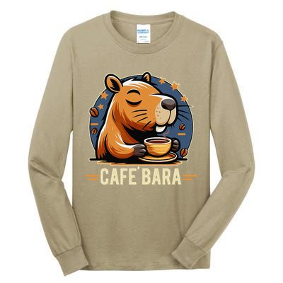 Café Bara Logo Coffee Bar Cafebara Barista Capybara Funny Tall Long Sleeve T-Shirt