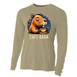 Café Bara Logo Coffee Bar Cafebara Barista Capybara Funny Cooling Performance Long Sleeve Crew