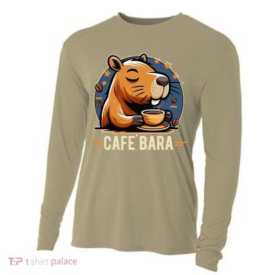 Café Bara Logo Coffee Bar Cafebara Barista Capybara Funny Cooling Performance Long Sleeve Crew