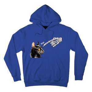 Cat Black Lover Skeleton Hand Boop Funny Halloween Kitten Gift Hoodie