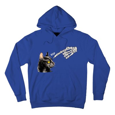 Cat Black Lover Skeleton Hand Boop Funny Halloween Kitten Gift Hoodie