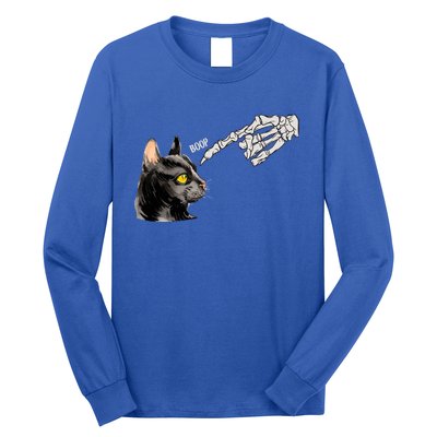 Cat Black Lover Skeleton Hand Boop Funny Halloween Kitten Gift Long Sleeve Shirt