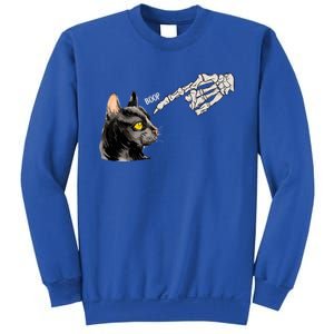 Cat Black Lover Skeleton Hand Boop Funny Halloween Kitten Gift Sweatshirt