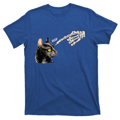 Cat Black Lover Skeleton Hand Boop Funny Halloween Kitten Gift T-Shirt