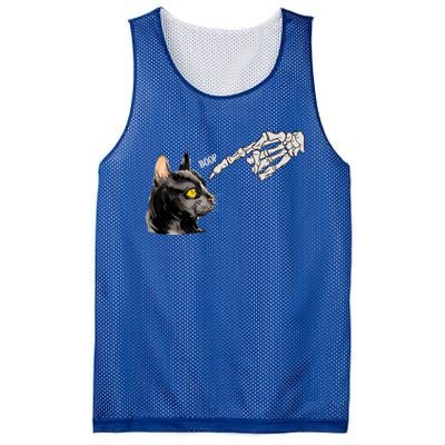 Cat Black Lover Skeleton Hand Boop Funny Halloween Kitten Gift Mesh Reversible Basketball Jersey Tank