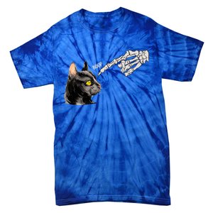 Cat Black Lover Skeleton Hand Boop Funny Halloween Kitten Gift Tie-Dye T-Shirt