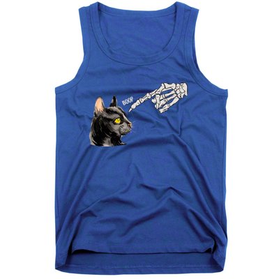 Cat Black Lover Skeleton Hand Boop Funny Halloween Kitten Gift Tank Top