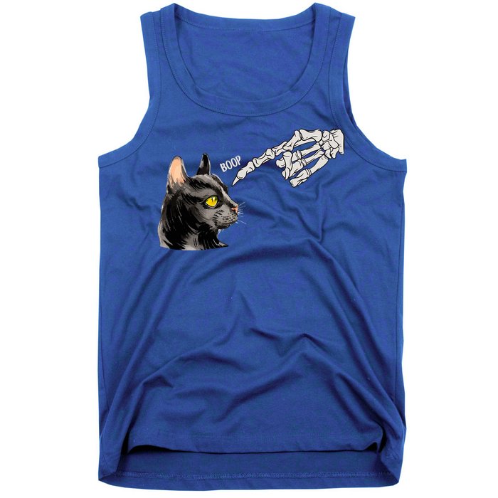 Cat Black Lover Skeleton Hand Boop Funny Halloween Kitten Gift Tank Top