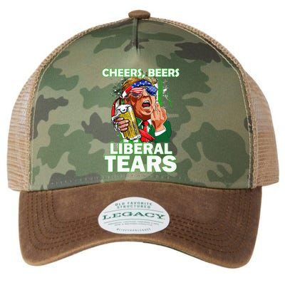 Cheers Beers Liberal Tears Trump Holding Beer Legacy Tie Dye Trucker Hat