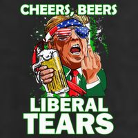 Cheers Beers Liberal Tears Trump Holding Beer 7 Panel Mesh Trucker Snapback Hat