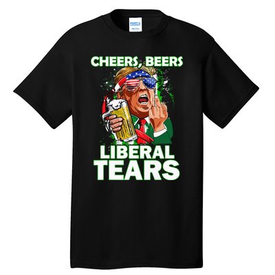 Cheers Beers Liberal Tears Trump Holding Beer Tall T-Shirt