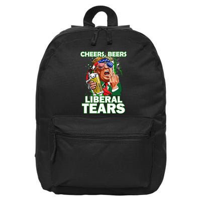 Cheers Beers Liberal Tears Trump Holding Beer 16 in Basic Backpack