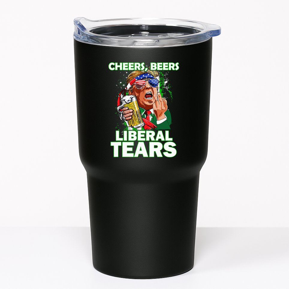 Cheers Beers Liberal Tears Trump Holding Beer Tumbler