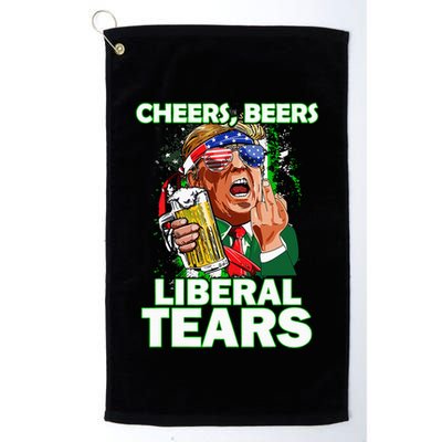 Cheers Beers Liberal Tears Trump Holding Beer Golf Towel