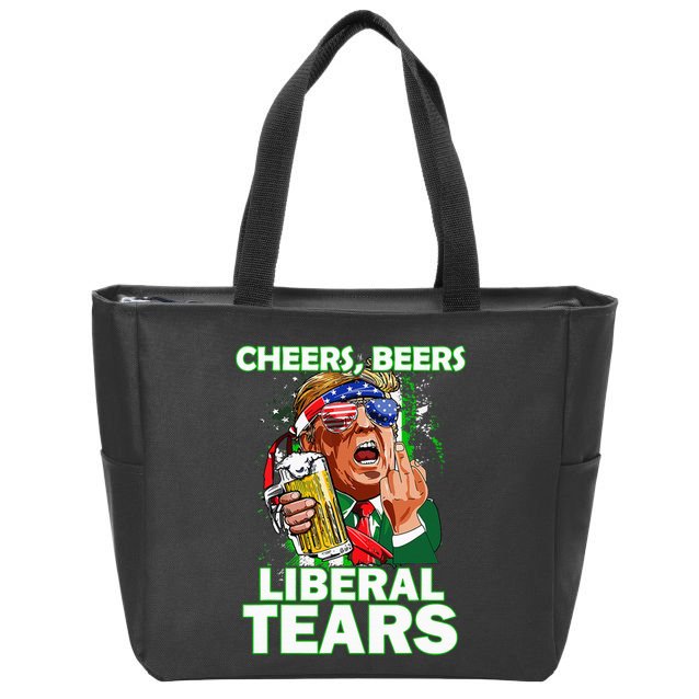 Cheers Beers Liberal Tears Trump Holding Beer Zip Tote Bag