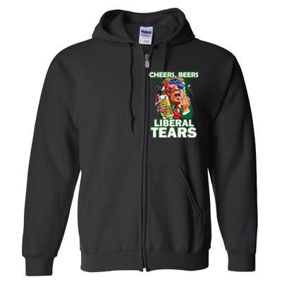 Cheers Beers Liberal Tears Trump Holding Beer Full Zip Hoodie