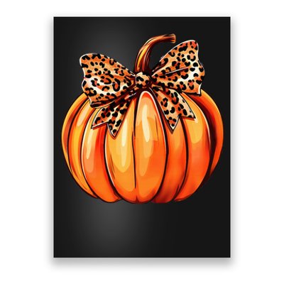 Coquette Bow Leopard Pumpkin Thanksgiving Rustic Fall Women Poster