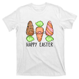 Cute Bunny Leopard Plaid Carrots Egg Hunting Happy Easter Day T-Shirt