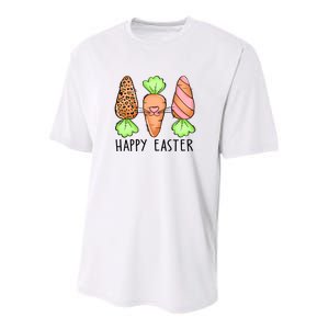 Cute Bunny Leopard Plaid Carrots Egg Hunting Happy Easter Day Youth Performance Sprint T-Shirt