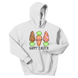 Cute Bunny Leopard Plaid Carrots Egg Hunting Happy Easter Day Kids Hoodie