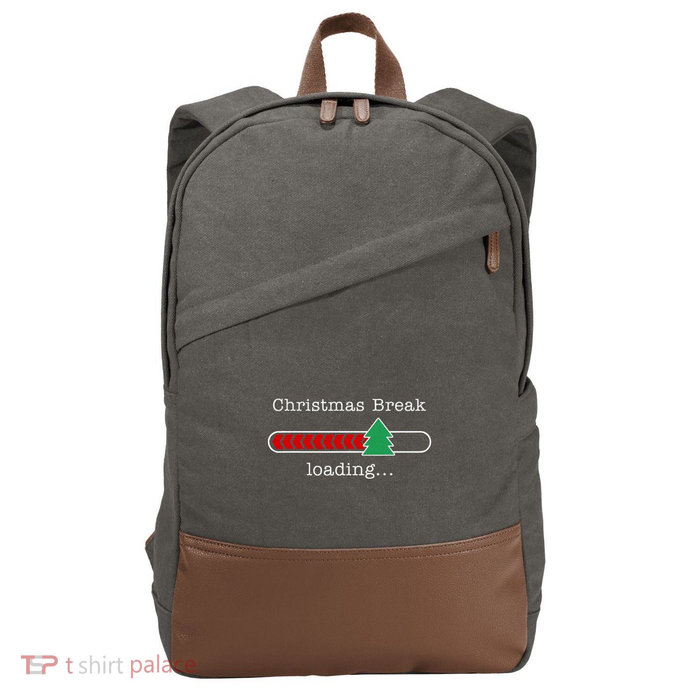 Christmas Break Loading Funny Xmas Holiday Teachers Cotton Canvas Backpack
