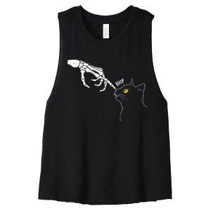 Cat Black Lover Skeleton Hand Boop Women's Racerback Cropped Tank