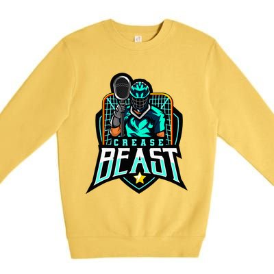 Crease Beast Lacrosse Goalkeeper For Lacrosse Goalie Premium Crewneck Sweatshirt