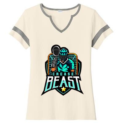 Crease Beast Lacrosse Goalkeeper For Lacrosse Goalie Ladies Halftime Notch Neck Tee