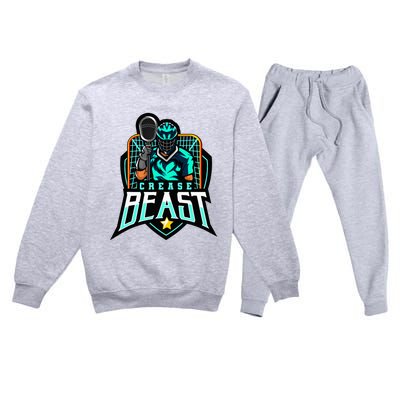 Crease Beast Lacrosse Goalkeeper For Lacrosse Goalie Premium Crewneck Sweatsuit Set