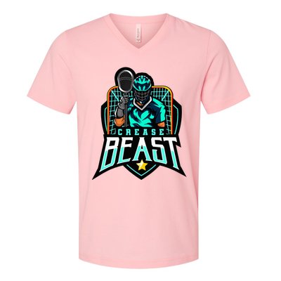 Crease Beast Lacrosse Goalkeeper For Lacrosse Goalie V-Neck T-Shirt