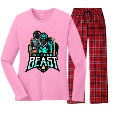 Crease Beast Lacrosse Goalkeeper For Lacrosse Goalie Women's Long Sleeve Flannel Pajama Set 