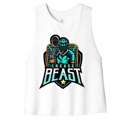 Crease Beast Lacrosse Goalkeeper For Lacrosse Goalie Women's Racerback Cropped Tank