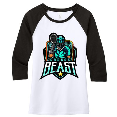 Crease Beast Lacrosse Goalkeeper For Lacrosse Goalie Women's Tri-Blend 3/4-Sleeve Raglan Shirt