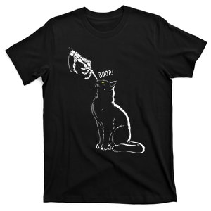 Cat Black Lover Skeleton Hand Boop Funny Halloween T-Shirt