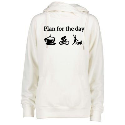 Cycling Biking Lover Cool Gift Plan For The Day Coffee Dogs Funny Gift Womens Funnel Neck Pullover Hood