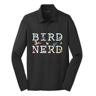 Cool Bird Lover Birdwatching Enthusiast Silk Touch Performance Long Sleeve Polo