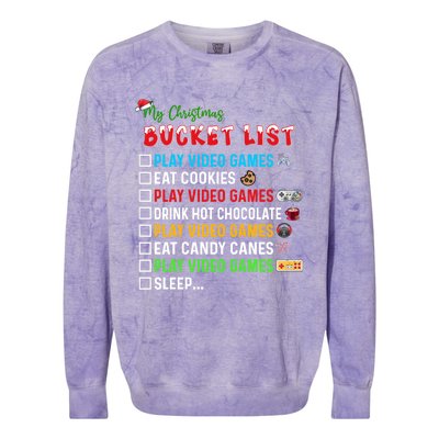 Christmas Bucket List Santa Hat Funny Video Gamer Meaningful Gift Colorblast Crewneck Sweatshirt