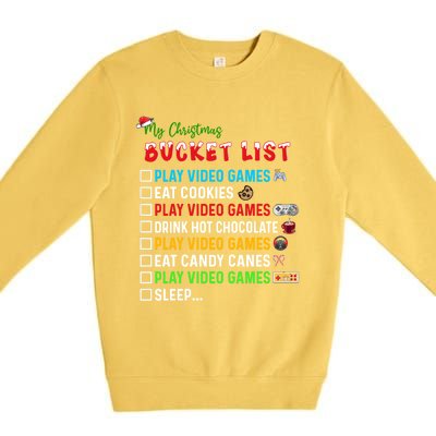 Christmas Bucket List Santa Hat Funny Video Gamer Meaningful Gift Premium Crewneck Sweatshirt