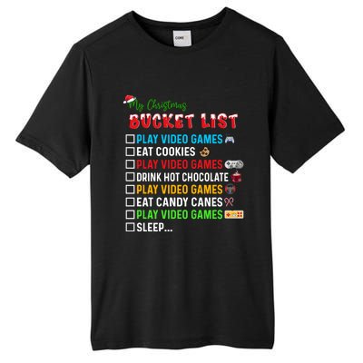 Christmas Bucket List Santa Hat Funny Video Gamer Meaningful Gift Tall Fusion ChromaSoft Performance T-Shirt